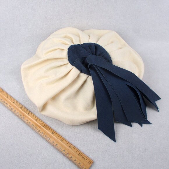 Oversized Beret Navy Blue White Vintage 1960s Mr. Frederick's Young Modes - Picture 2 of 6